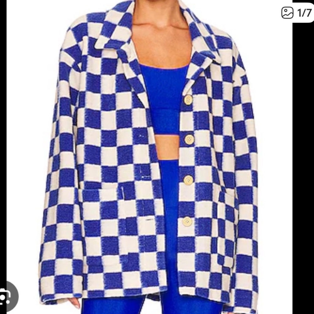 Beach Riot Blue & White Checker Blazer